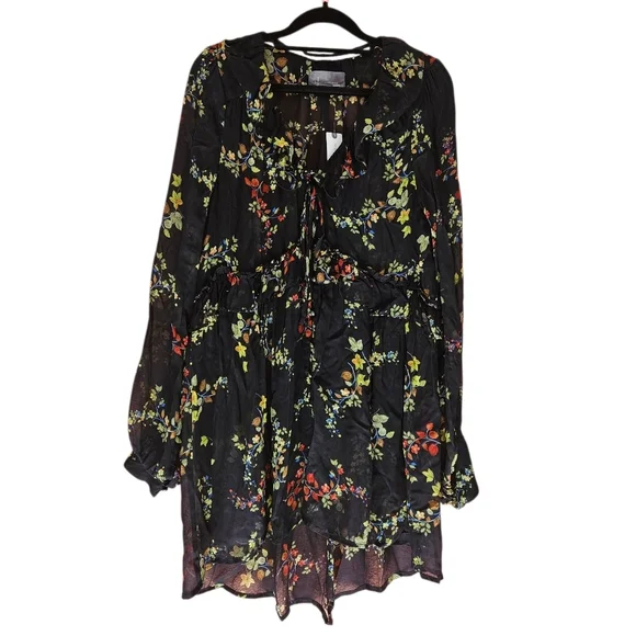 Anthropologie Jamison Ruffled Tunic – Black Floral – Size S – NWT (Repair Needed - Picture 4 of 13